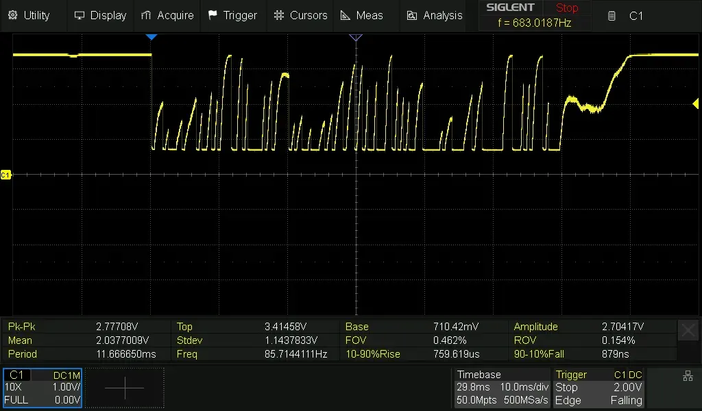 LEDによる受光結果