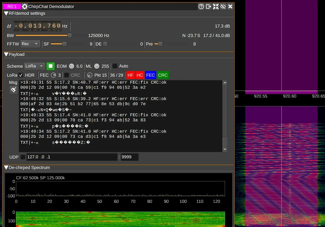 SDRangel ChirpChat DemodulatorによるLoRaのデコード